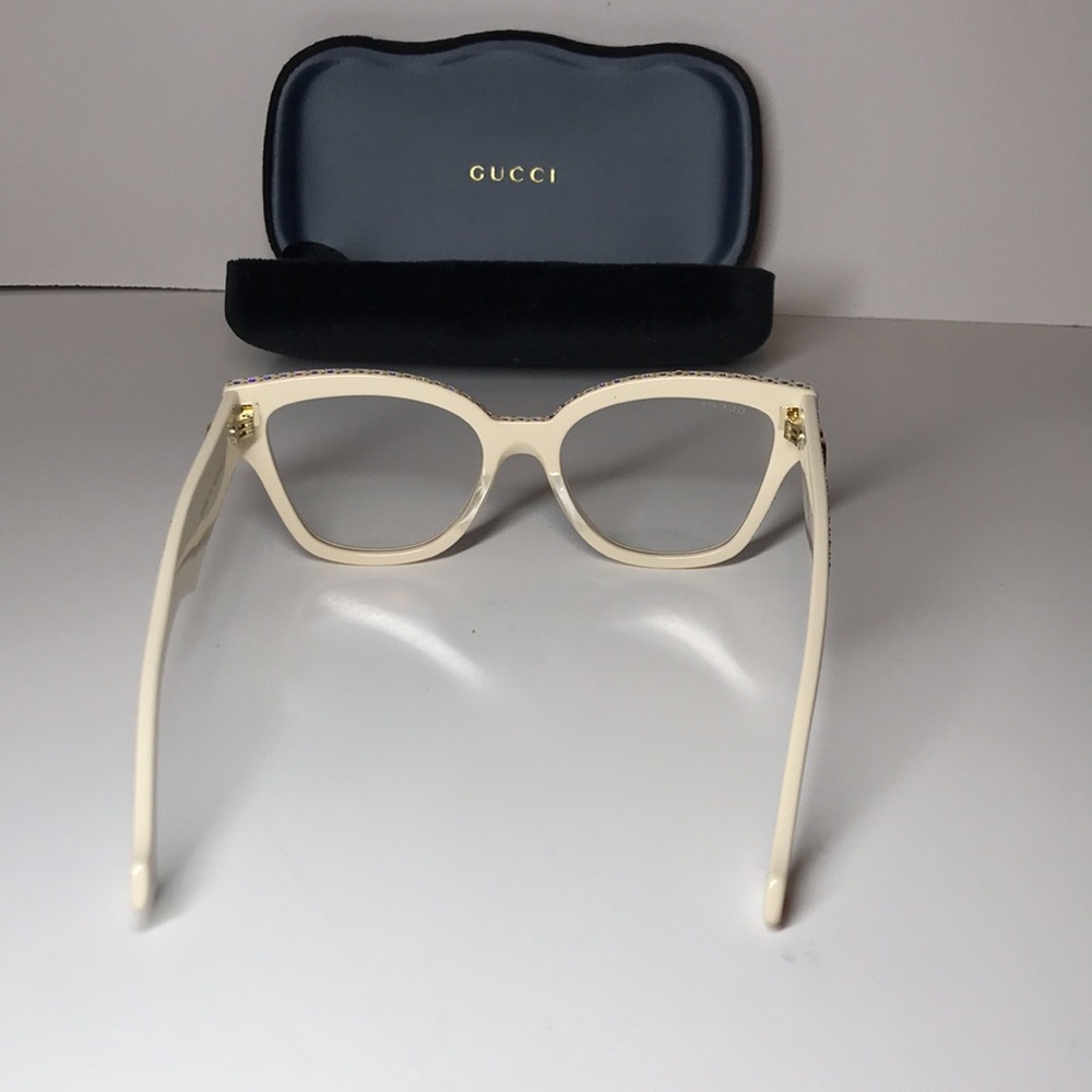 Gucci GG1424s Cream Crystal-Embellished Women's Glasses - Picture 6 of 12